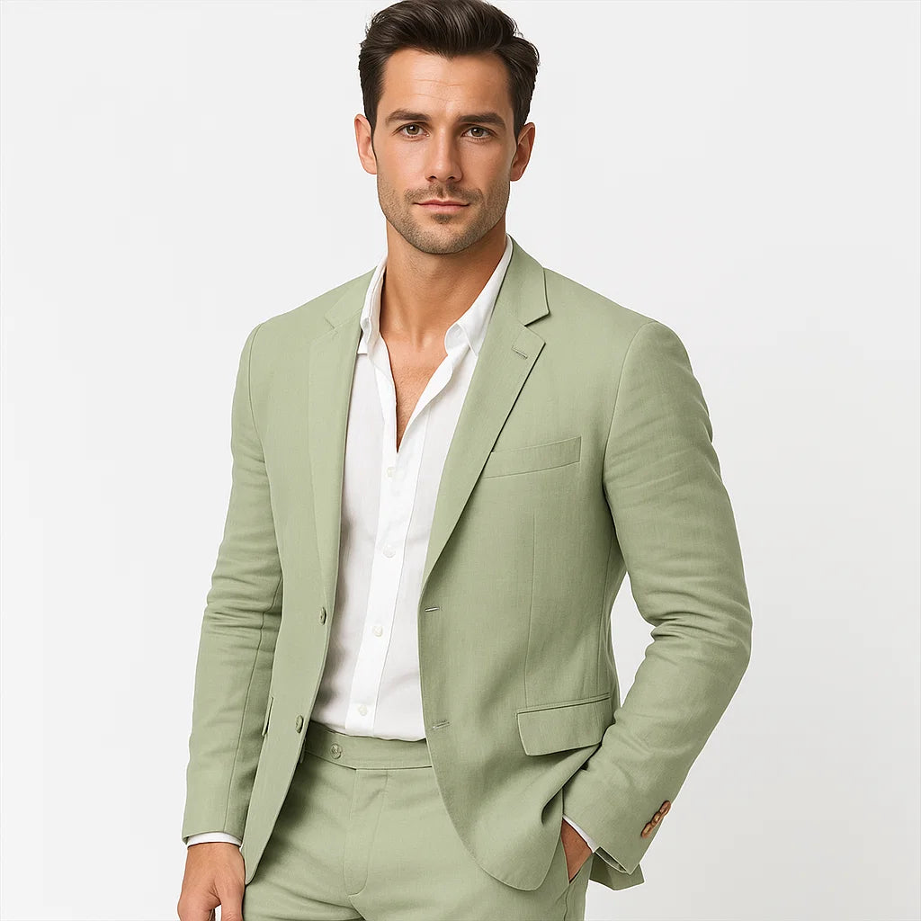 Men_Linen_Suit_Green_Two_Piece_Summer_Blazer_Trousers_Arc&Loom