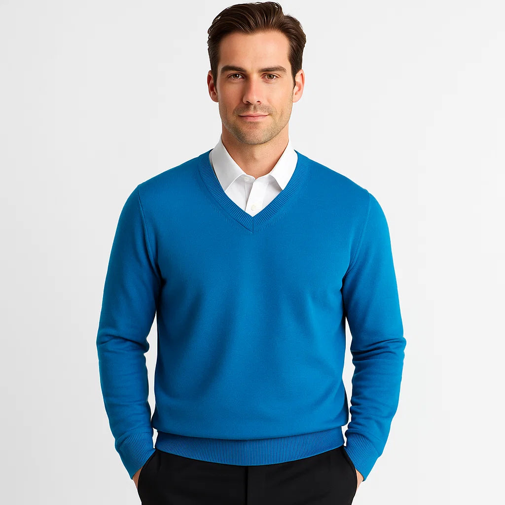 Men_V_Neck_Sweater_Blue_Slim_Fit_Long_Sleeve_Knit_Arc&Loom