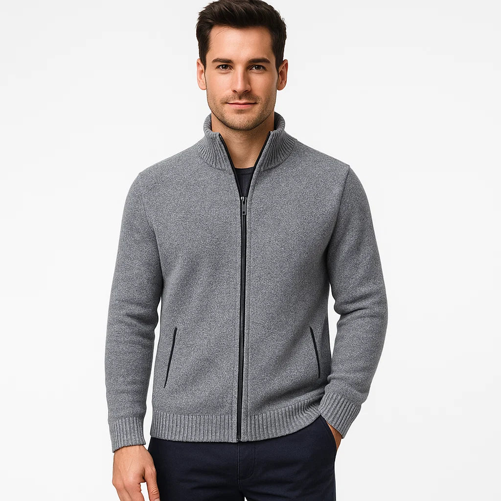 Men_Cardigan_Sweater_Light_Gray_Slim_Fit_Zip_Collar_Arc&Loom