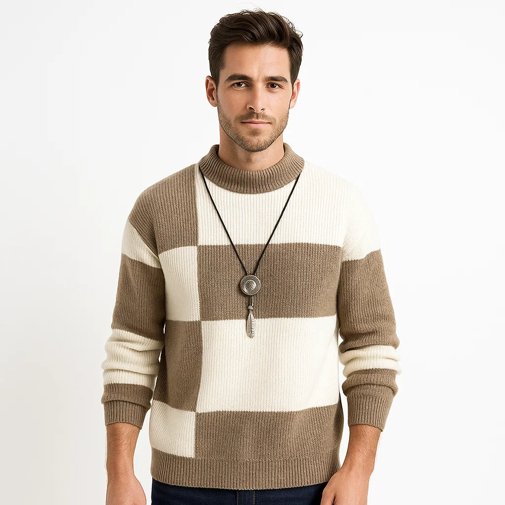 Men_Stylish_Sweater_Khaki_Monochrome_Knit_Modern_Fit_Arc&Loom
