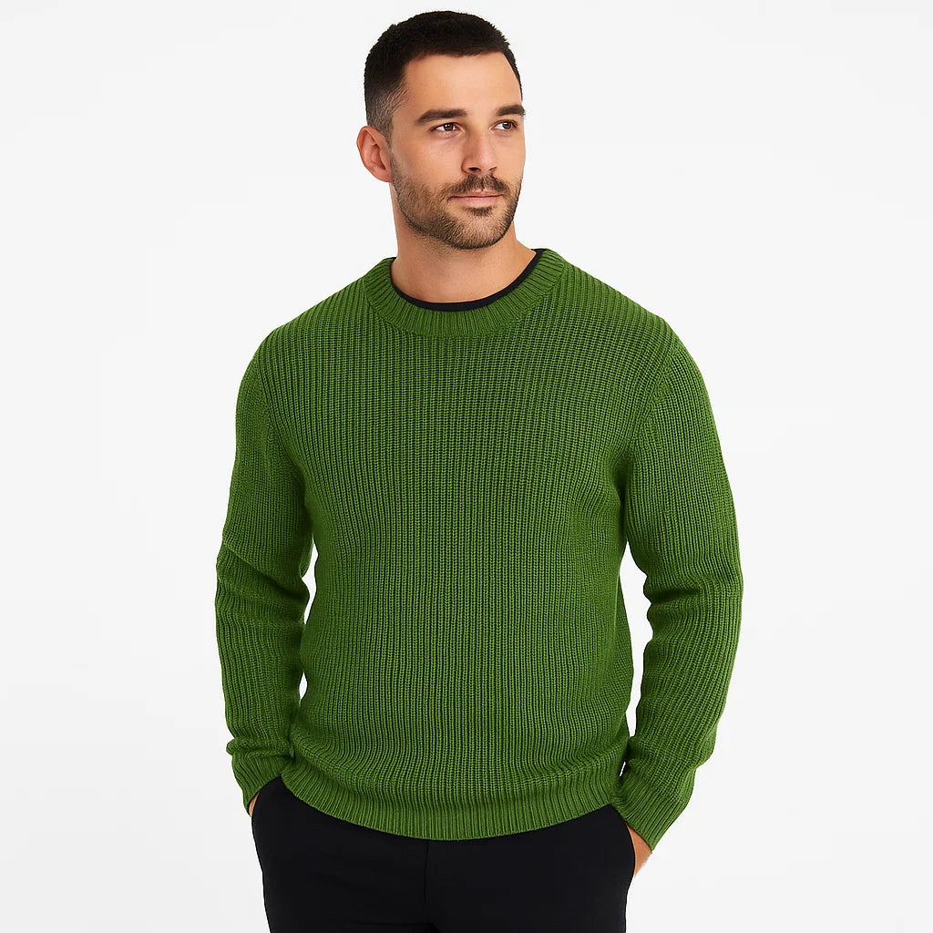Men_Acrylic_Knit_Sweater_Green_Buttery_Soft_Crew_Neck_Arc&Loom
