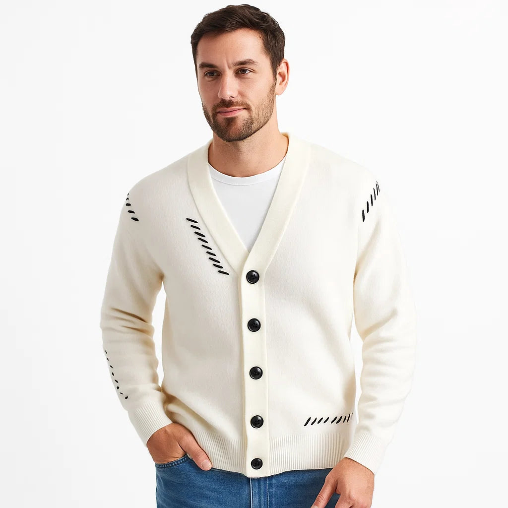 Men_V_Neck_Cardigan_White_Knit_wear_Classic_Casual_Fit_Arc&Loom