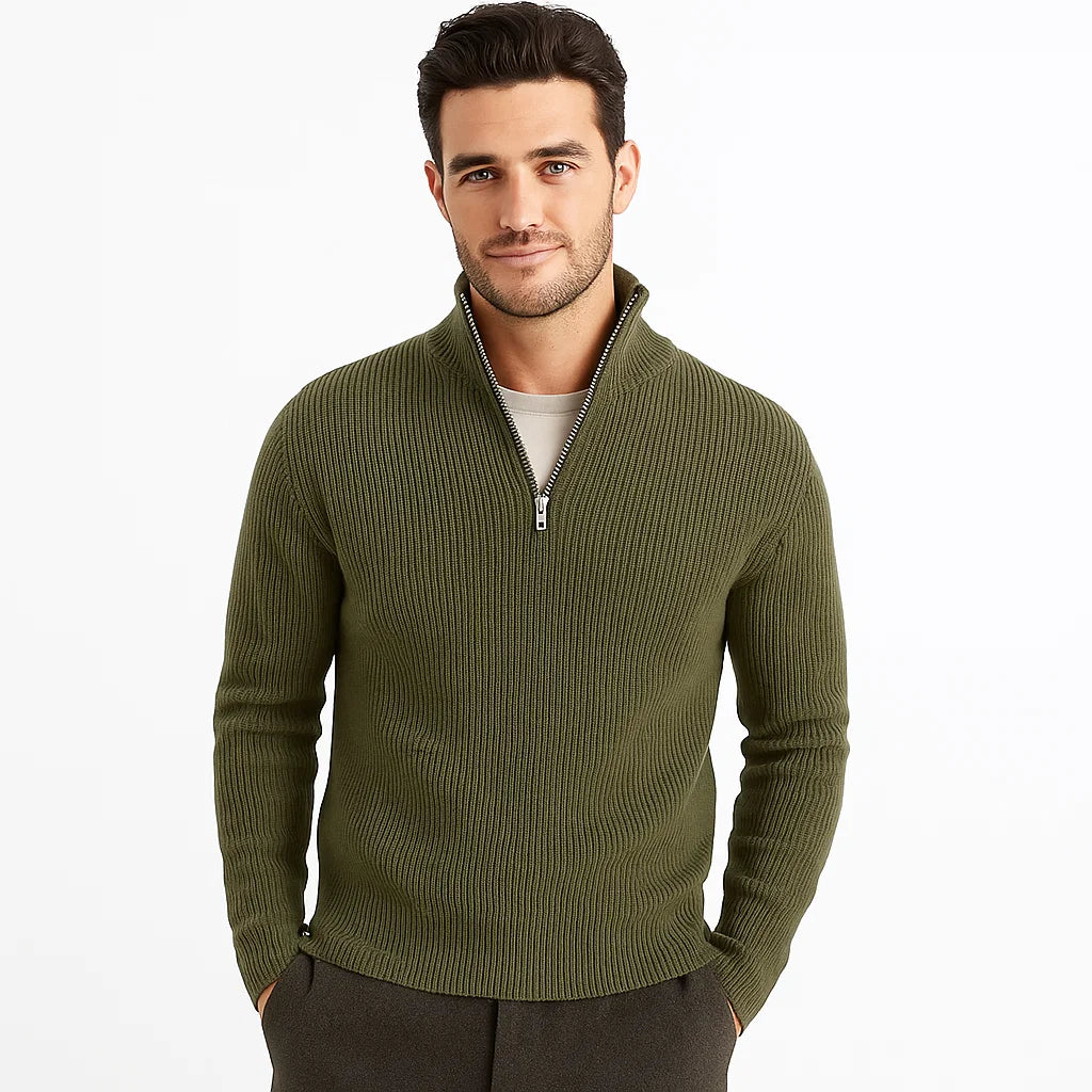 Men_Quarter_Zip_Sweater_Green_Long_Sleeve_Casual_Fit_Arc&Loom