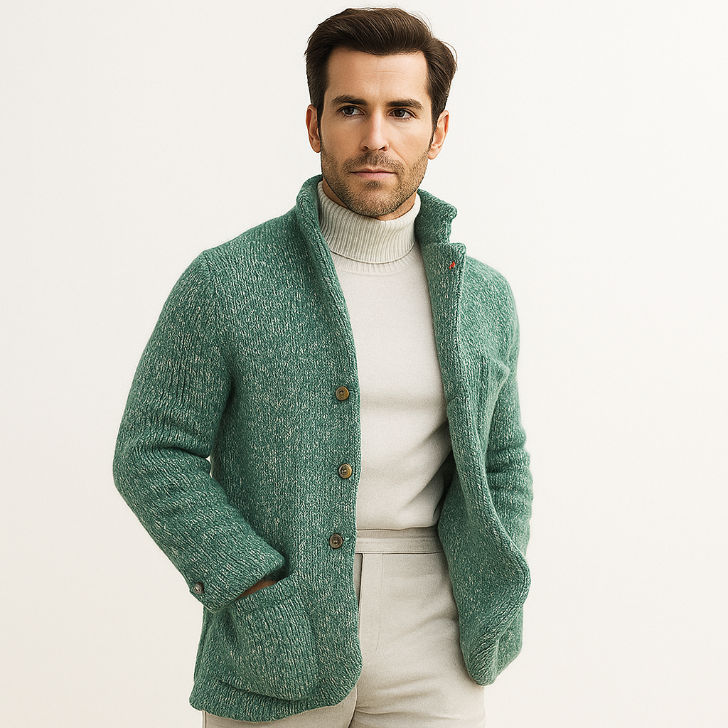 Men's Cardigan_Green_Patch Pockets_Arc&Loom