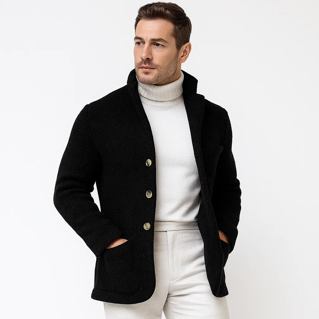 Men's Cardigan_Black_Patch Pockets_Arc&Loom