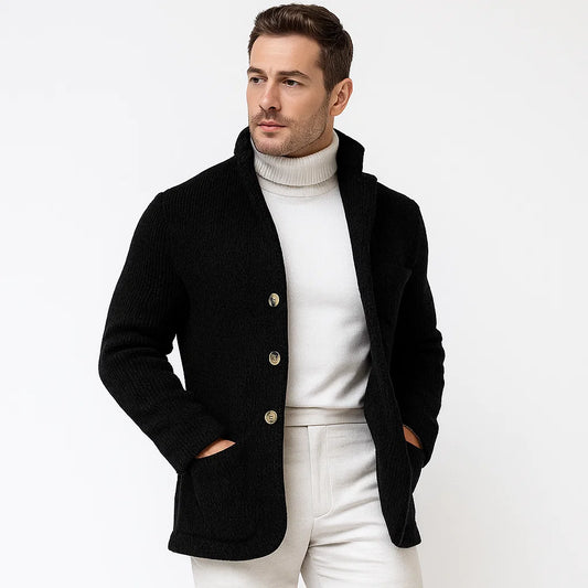 Men's Cardigan_Black_Patch Pockets_Arc&Loom