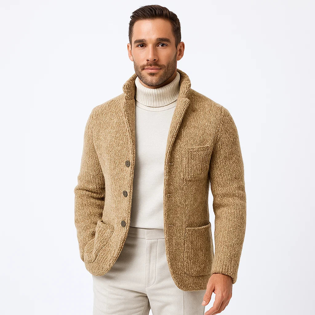 Men's Cardigan_Khaki_Patch Pockets_Arc&Loom