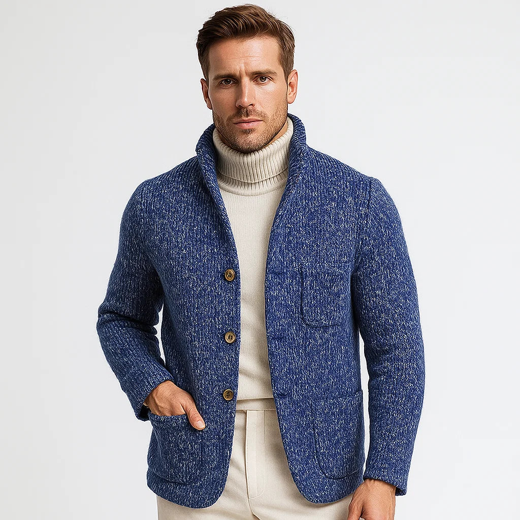 Men's Cardigan_Blue_Patch Pockets_Arc&Loom