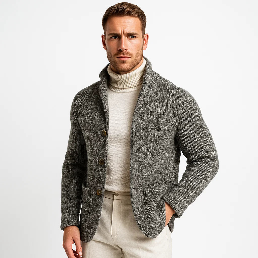 Men's Cardigan_Gray_Patch Pockets_Arc&Loom