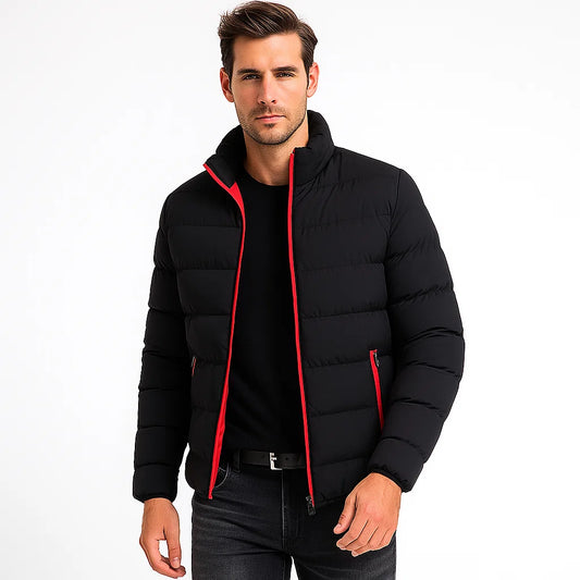 Men’s_Quilted_Coat_Black_Stand_Collar_Padded_Arc&Loom