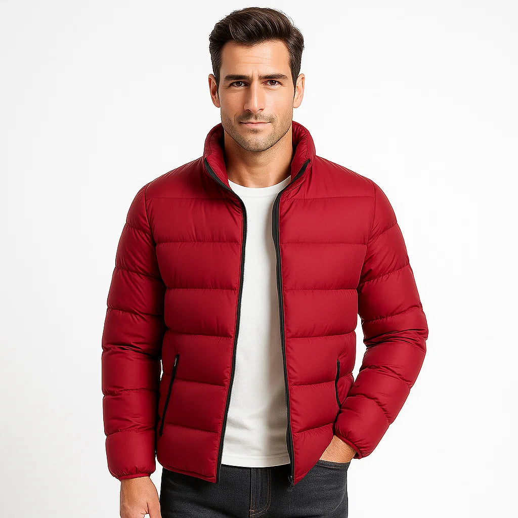 Men’s_Quilted_Coat_Red_Stand_Collar_Padded_Arc&Loom