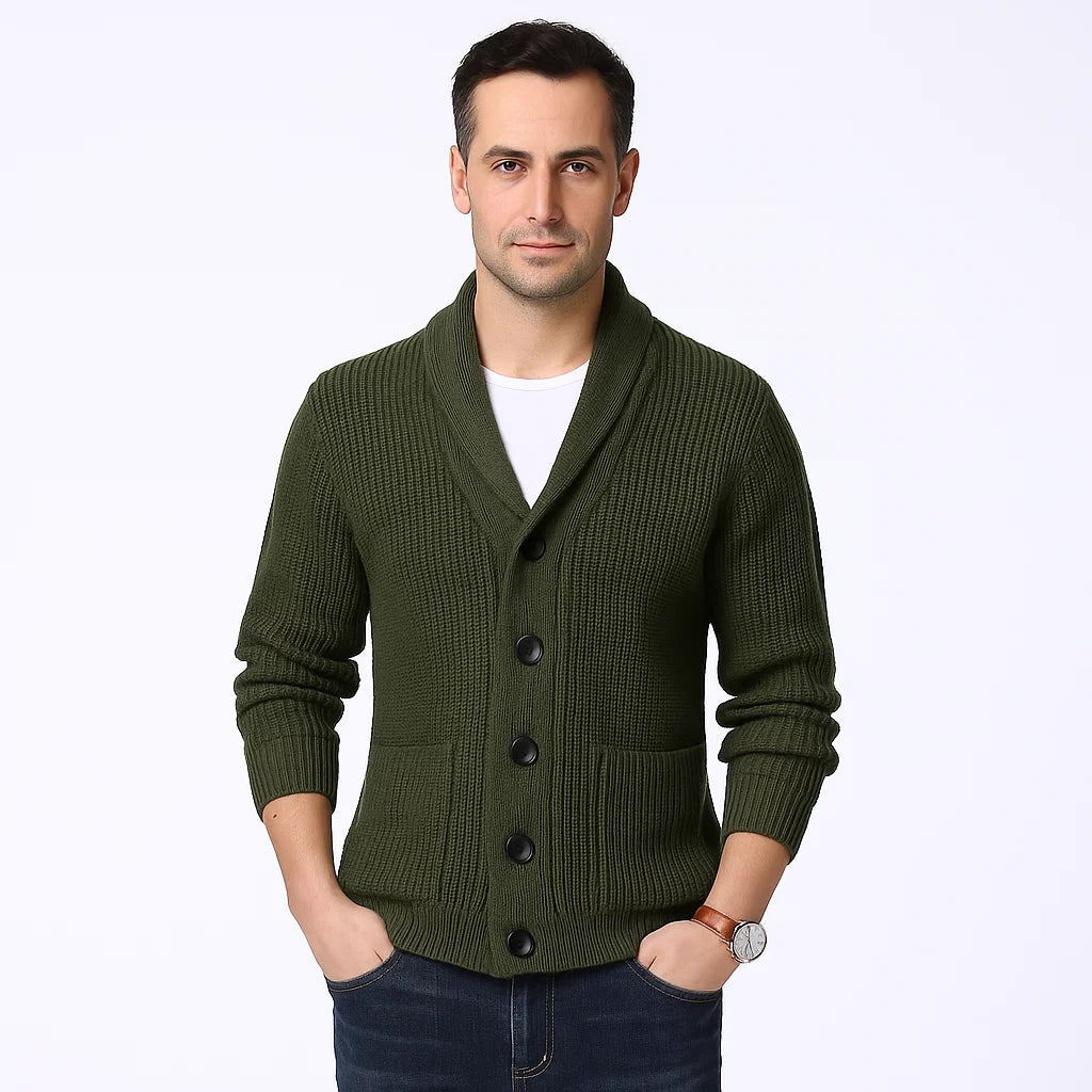 Men's_Cardigan_Green_Chunky_Ribbed_Knit_Arc&Loom