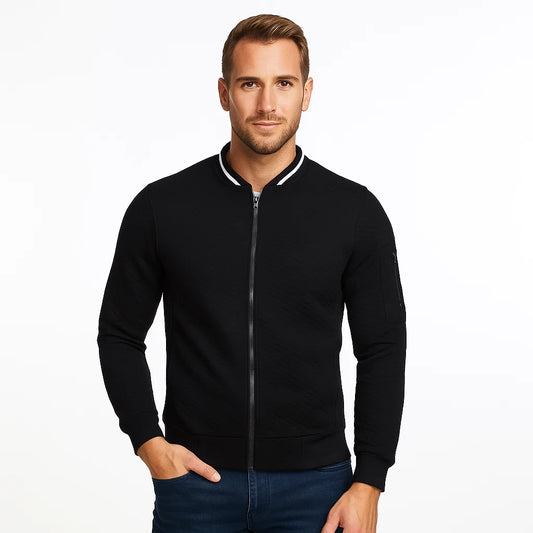 Men_Bomber_Jacket_Ribbed_Trim_Black_Arc&Loom