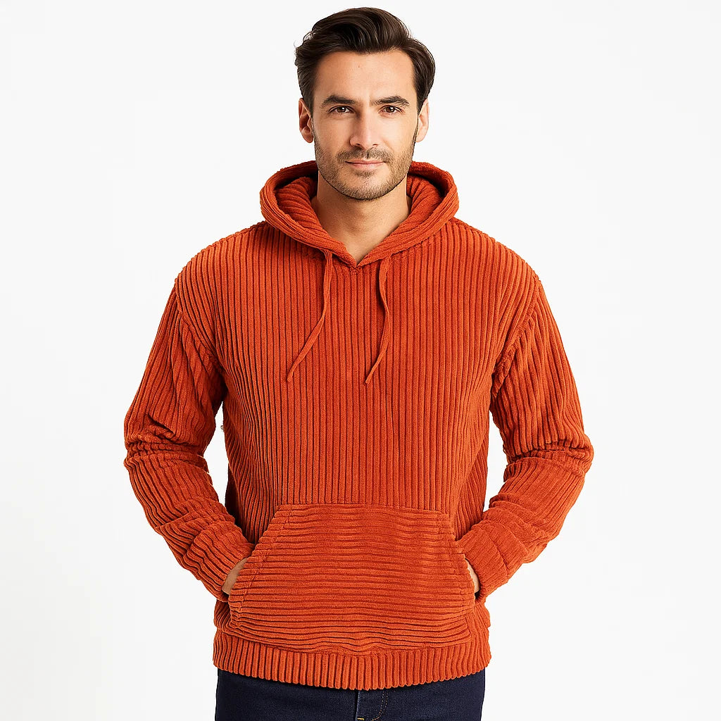 Men_Corduroy_Hoodie_Kangaroo_Pocket_Orange_Arc&Loom