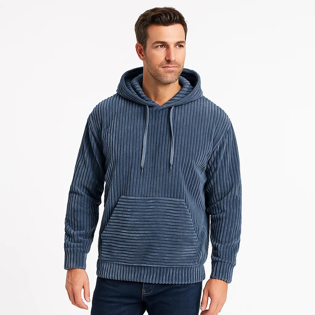 Men_Corduroy_Hoodie_Kangaroo_Pocket_Blue_Arc&Loom