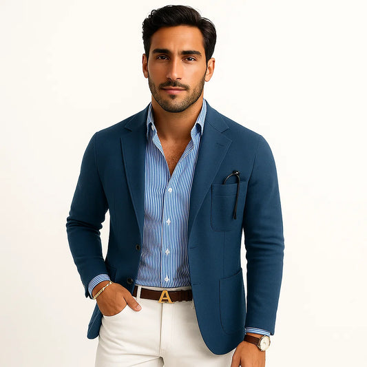 Classic Men’s Casual Blazer Tailored Fit Flap Pocket