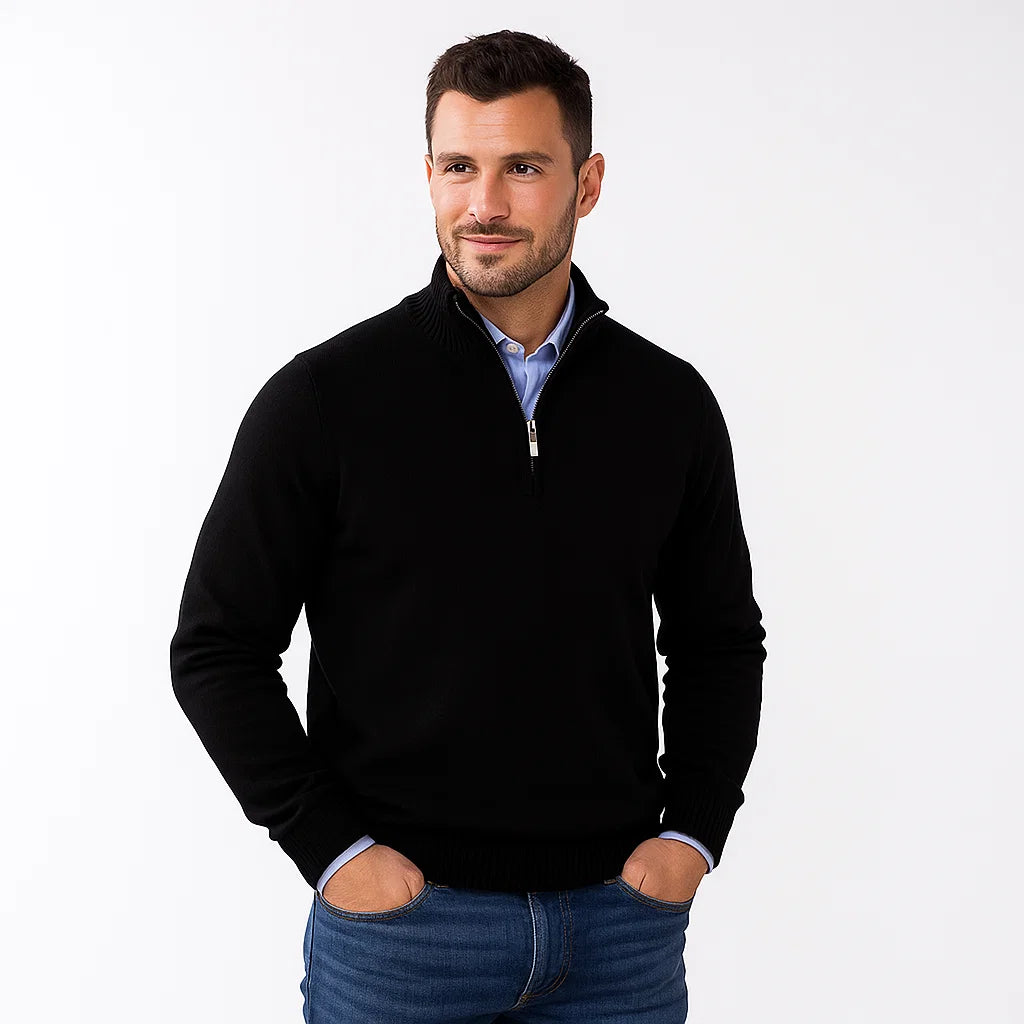 Men_Half_Zip_Sweater_Black_Long_Sleeve_Knit_Mock_Neck_Arc&Loom