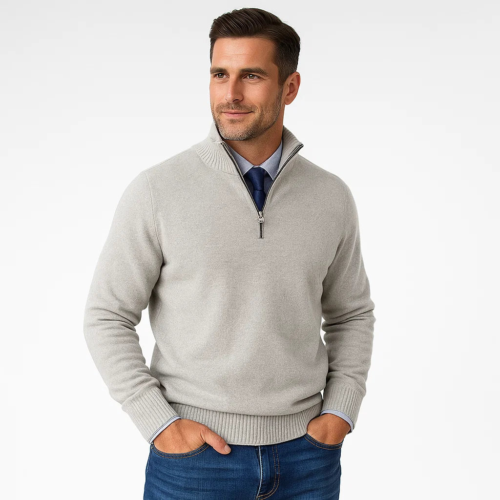 Men_Half_Zip_Sweater_White_Long_Sleeve_Knit_Mock_Neck_Arc&Loom