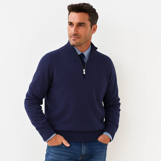 Men_Half_Zip_Sweater_Blue_Long_Sleeve_Knit_Mock_Neck_Arc&Loom