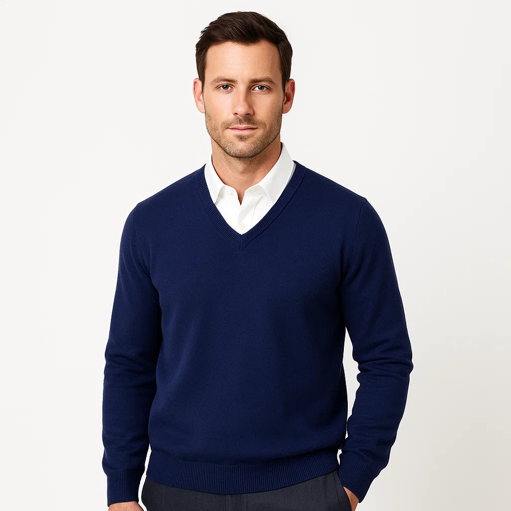 Men_V_Neck_Sweater_Navy_Blue_Slim_Fit_Long_Sleeve_Knit_Arc&Loom