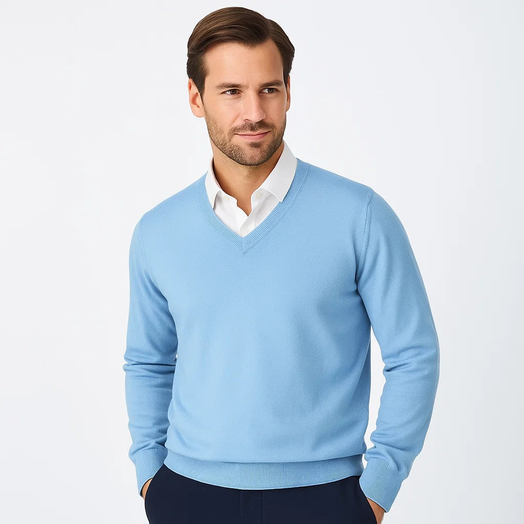 Men_V_Neck_Sweater_Light_Blue_Slim_Fit_Long_Sleeve_Knit_Arc&Loom