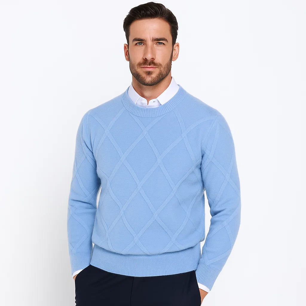 Men_Cashmere_Sweater_Blue_Round_Neck_Luxury_Soft_Knit_Arc&Loom