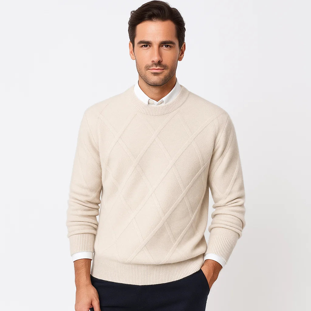 Men_Cashmere_Sweater_Beige_Round_Neck_Luxury_Soft_Knit_Arc&Loom