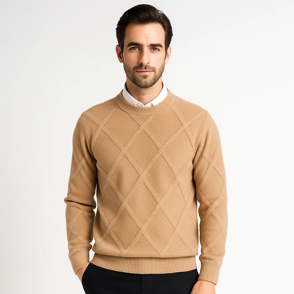 Men_Cashmere_Sweater_Khaki_Round_Neck_Luxury_Soft_Knit_Arc&Loom
