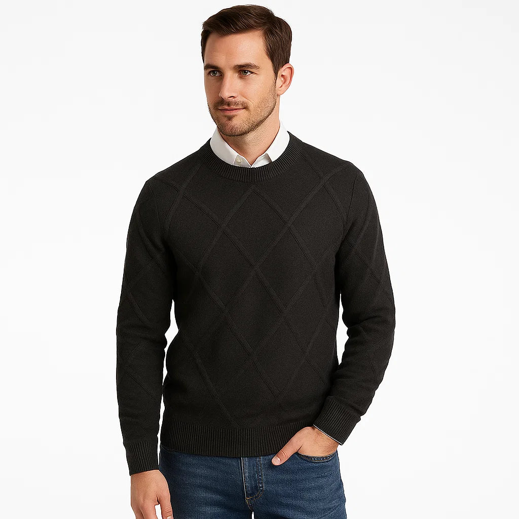 Men_Cashmere_Sweater_Black_Round_Neck_Luxury_Soft_Knit_Arc&Loom