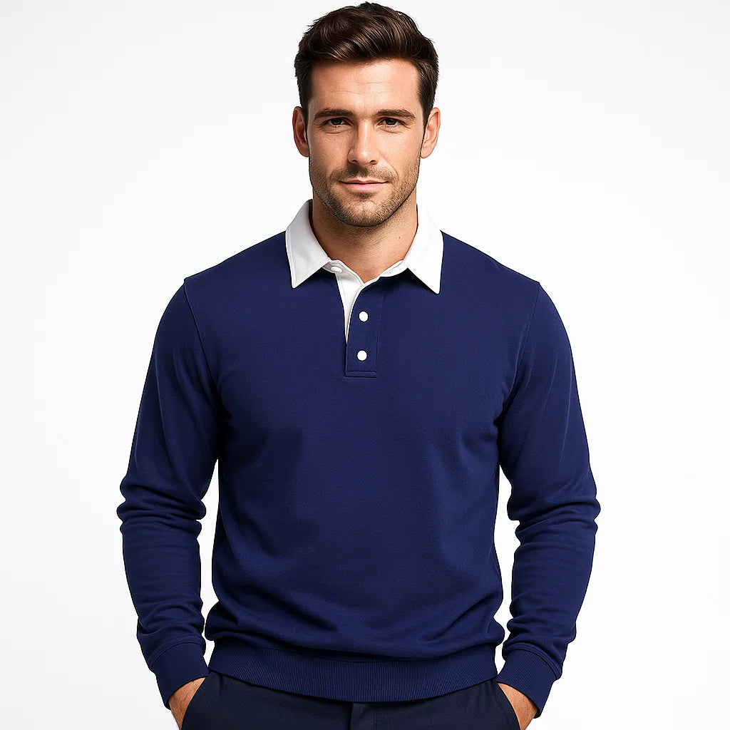 Men_Polo_Sweater_Cotton_Knit_Blue_Long_Sleeve_Arc&Loom