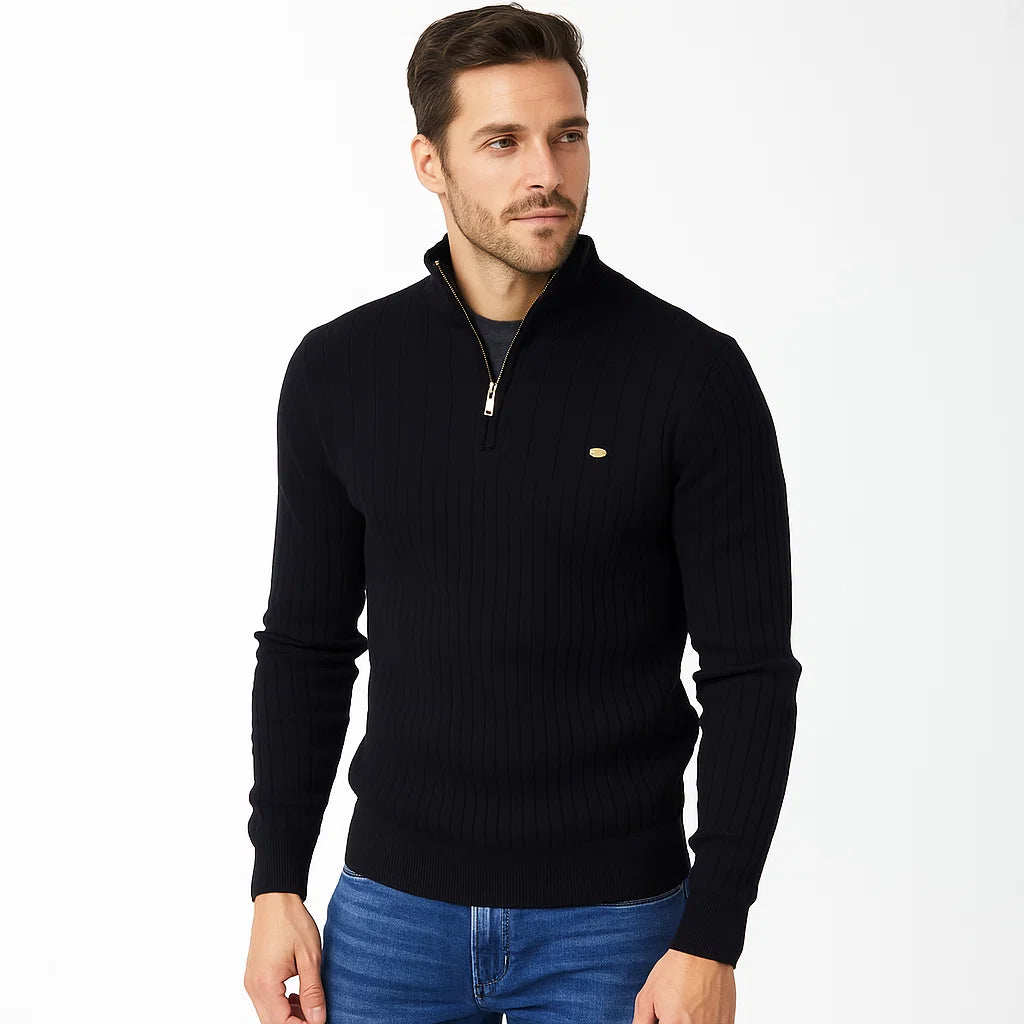 Men_Half_Zip_Sweater_Black_Ribbe_Knit_Mock_Neck_Arc&Loom