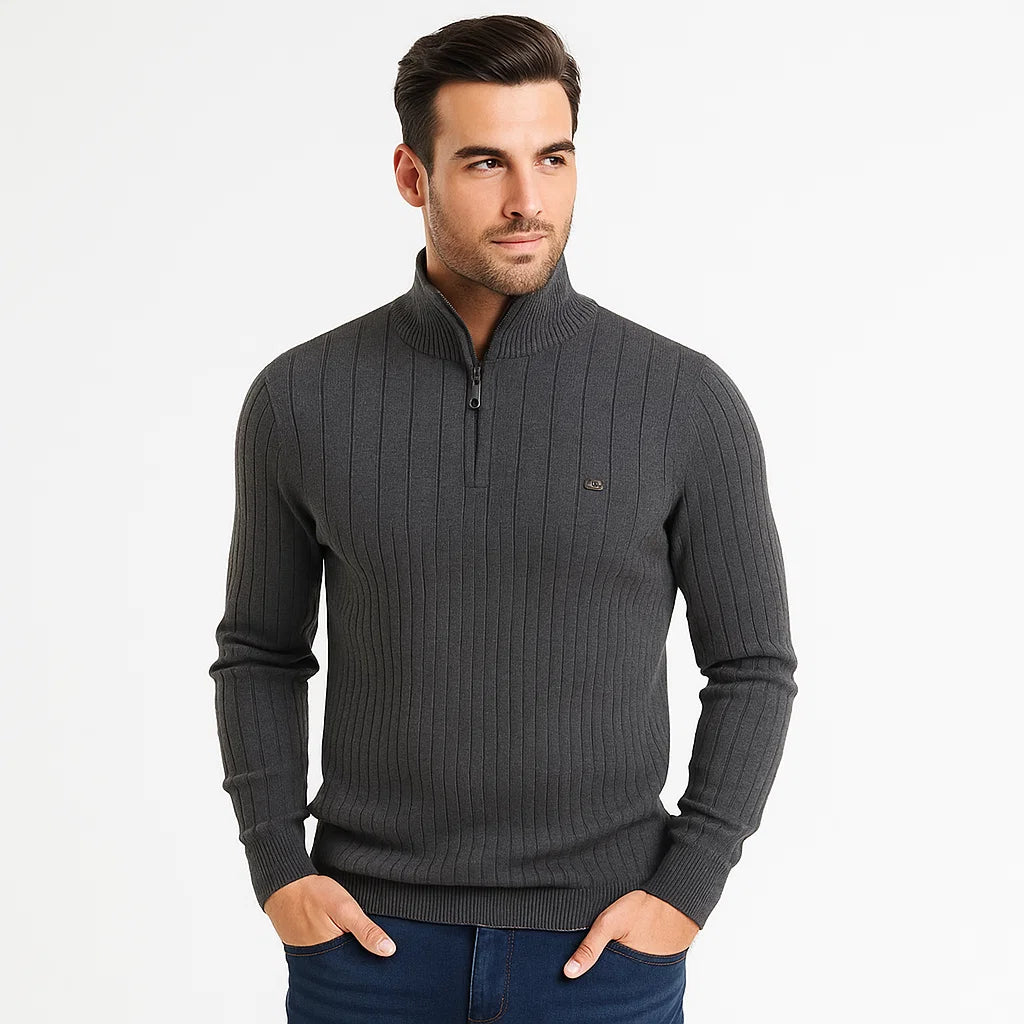 Men_Half_Zip_Sweater_Gray_Ribbe_Knit_Mock_Neck_Arc&Loom