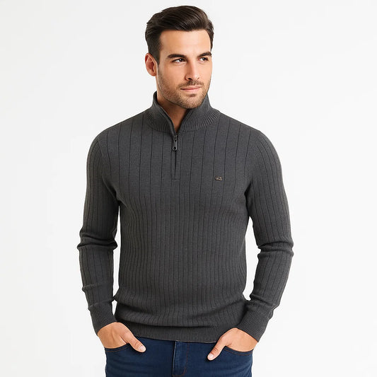 Men_Half_Zip_Sweater_Gray_Ribbe_Knit_Mock_Neck_Arc&Loom