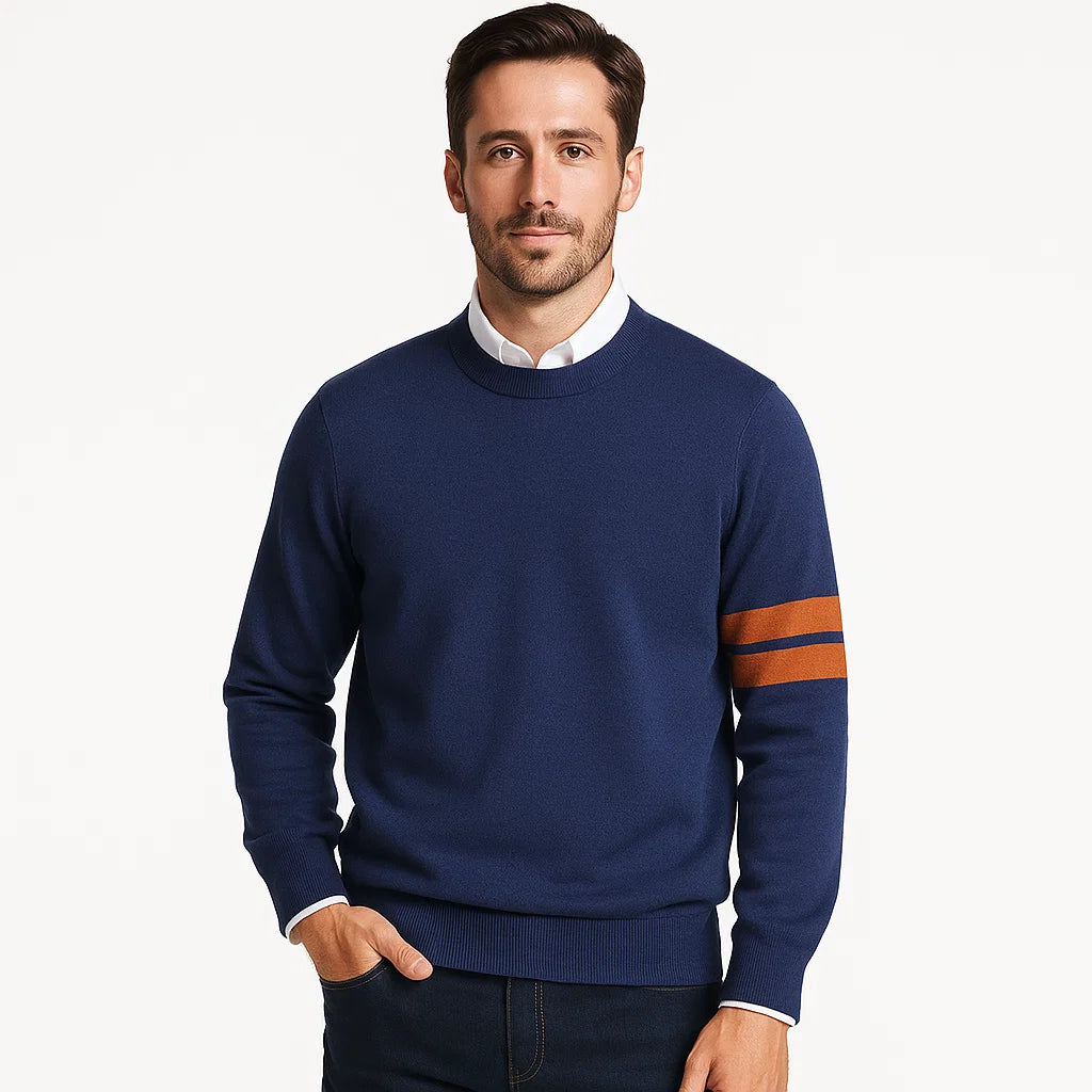 Men_Wool_Knit_Sweater_Blue_Crew_Neck_Warm_Fit_Arc&Loom