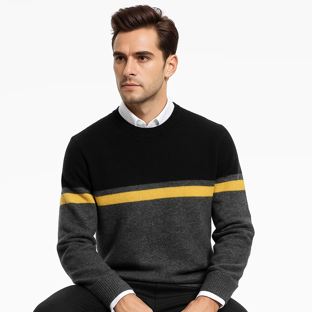 Men_Formal_Wool_Sweater_Black_O_Neck_Ribbed_Hem_ArcLoom