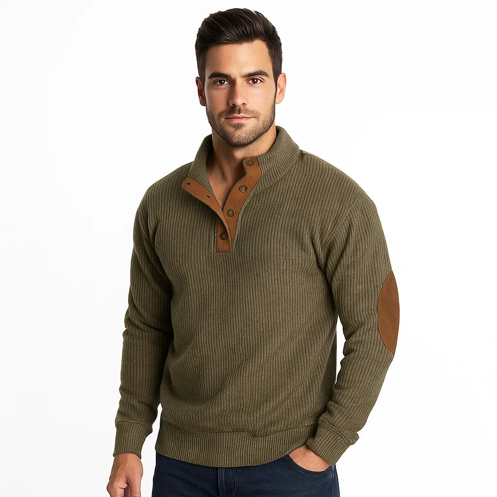 Men_Wool_Blend_Sweater_Green_Soft_Elbow_Patches_Regular_Fit_Arc&Loom