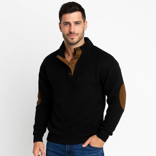 Men_Wool_Blend_Sweater_Black_Soft_Elbow_Patches_Regular_Fit_Arc&Loom