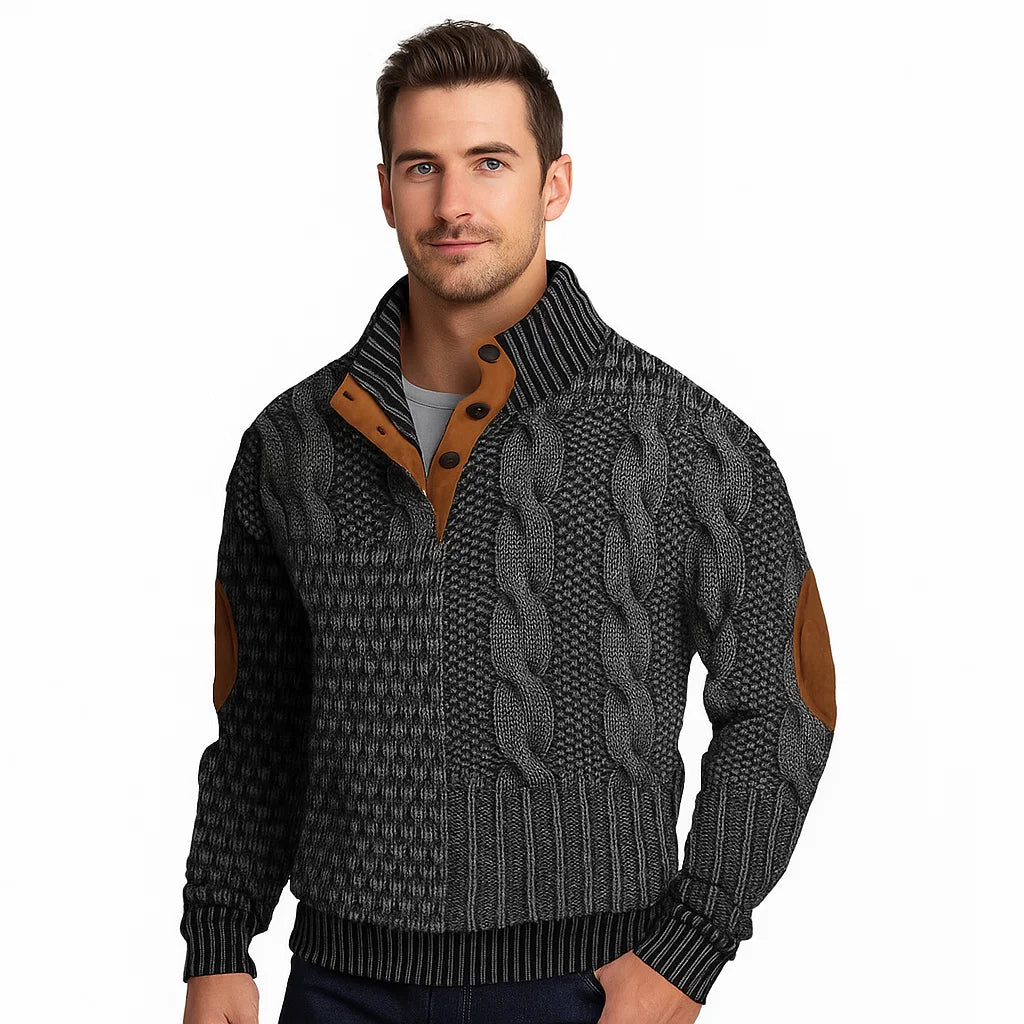 Men_Stylish_Cable_Knit_Sweater_Dark_Gray_Elbow_Patches_Regular_Fit_Arc&Loom
