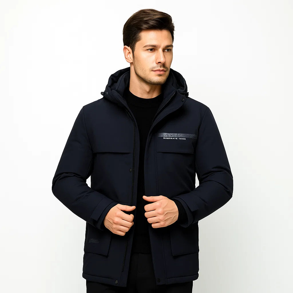 Men_Hooded_Insulated_Jacket_Blue_Mid_Length_Relaxed_Fit_Arc&Loom