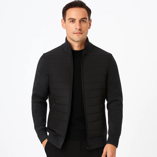 Men_Hybrid_Jacket_Black_Slim_Fit_Stand_Collar_Arc&Loom