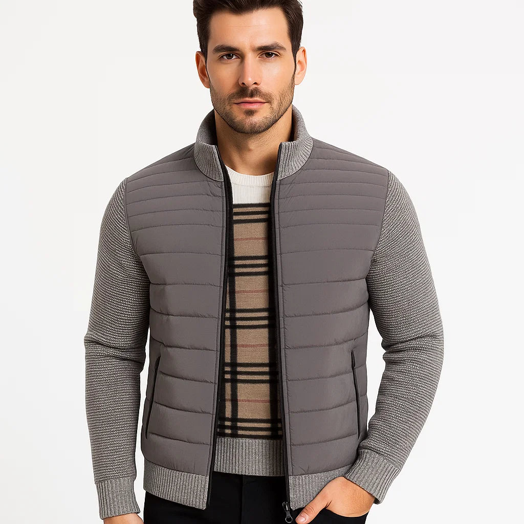 Men_Hybrid_Jacket_Light_Gray_Slim_Fit_Stand_Collar_Arc&Loom