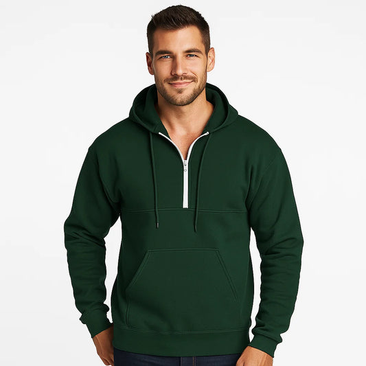 Men_Cotton_Blend_Hoodie_Green_Quarter_Zip_Funnel_Neck_Arc&Loom