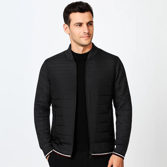 Men_Hybrid_Fabric_Jacket_Dark_Gray_Stand_Collar_Full_Zip_Arc&Loom