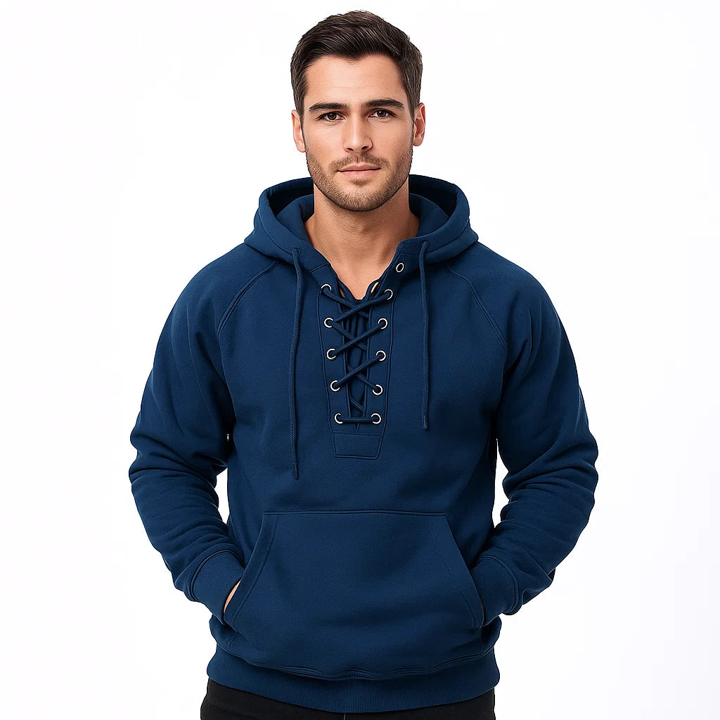 Men_Knit_Blend_Hoodie_Blue_Lace_Up_Front_Pullover_Arc&Loom