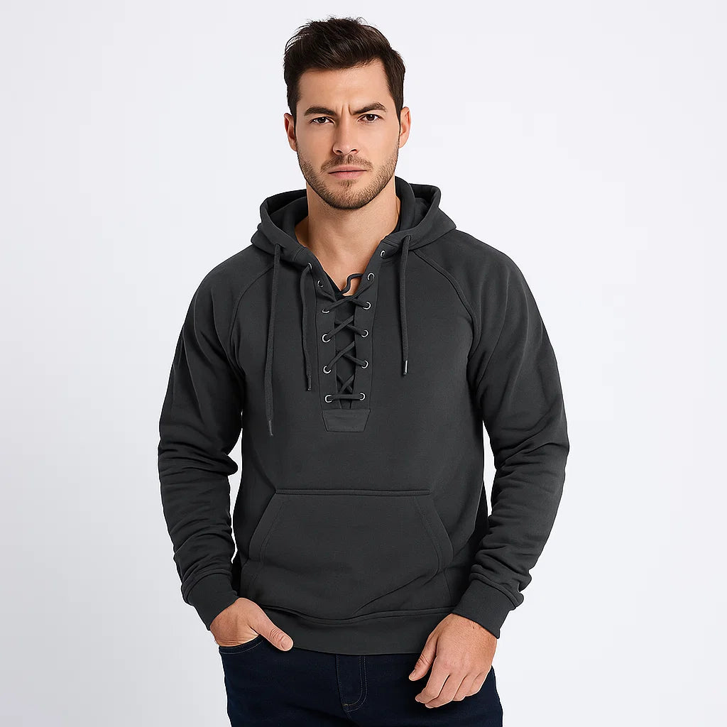 Men_Knit_Blend_Hoodie_Gray_Lace_Up_Front_Pullover_Arc&Loom