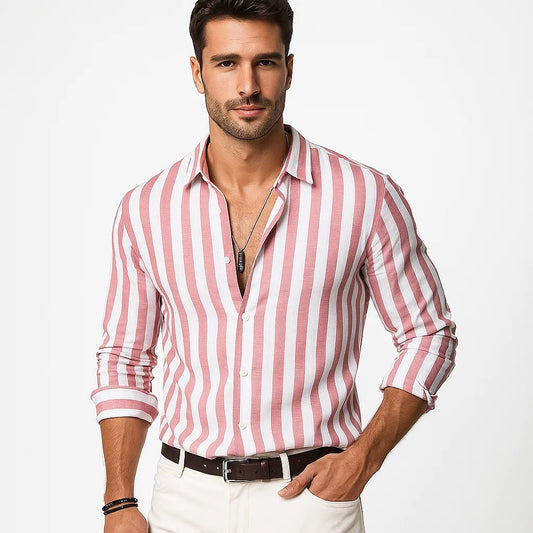 Men_Striped_Linen_Shirt_Pink_Relaxed_Fit_Cotton_Blend_Arc&Loom