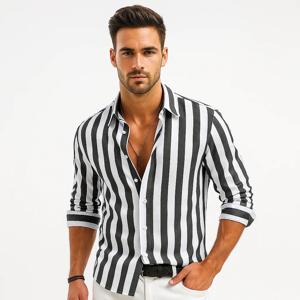 Men_Striped_Linen_Shirt_Black_Relaxed_Fit_Cotton_Blend_Arc&Loom