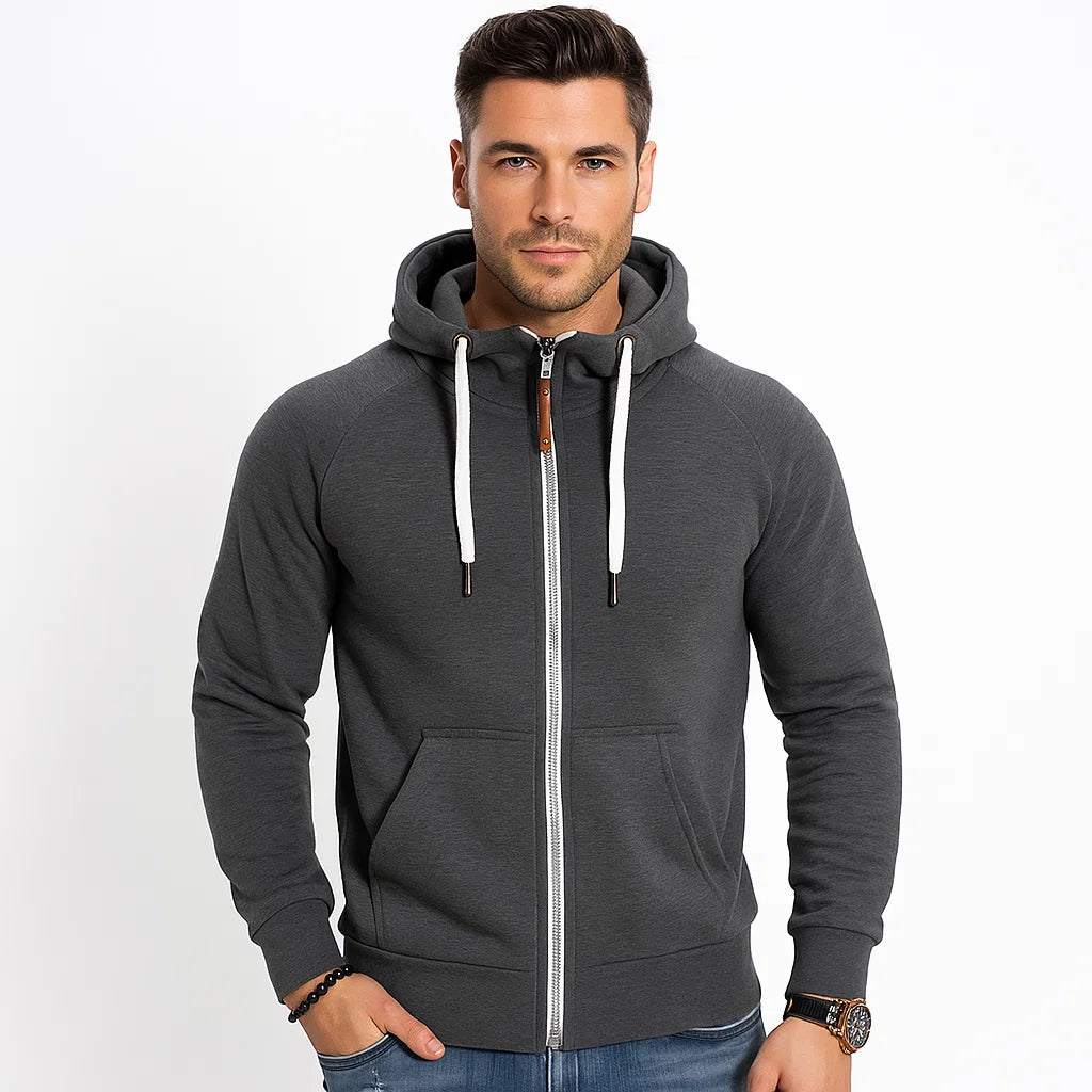 Men_Slim_Fit_Hoodie_Dark_Gray_Double_Zip_Casual_Wear_Arc&Loom