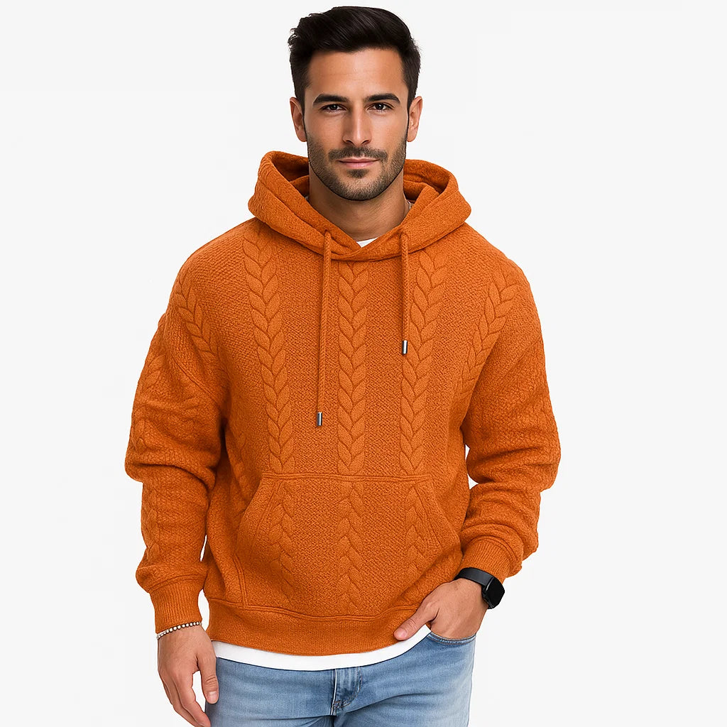 Men_Cable_Knit_Hoodie_Red_Quilted_Zip_Front_Arc&Loom