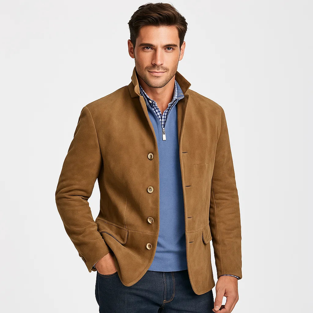 Men_Luxury_Suede_Blazer_Khaki_Tailored_Fit_Leather_Arc&Loom